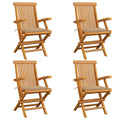Sillas de jardín 4 uds madera maciza de teca con cojines beige