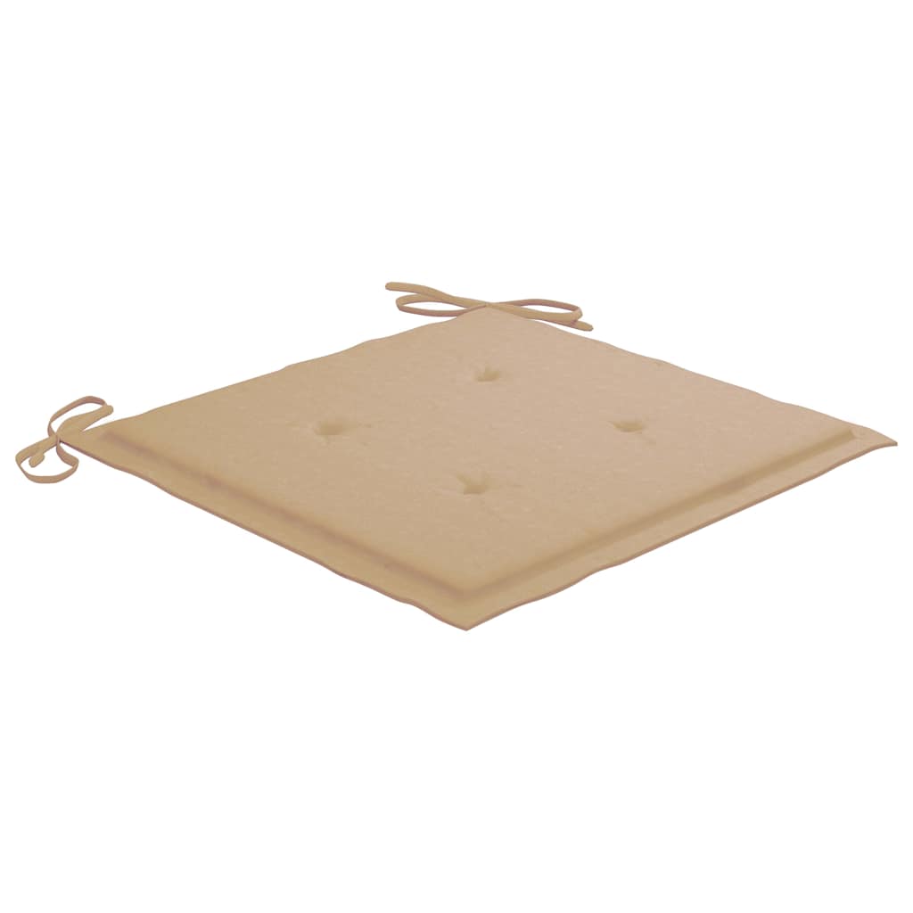 Sillas de jardín 4 uds madera maciza de teca con cojines beige