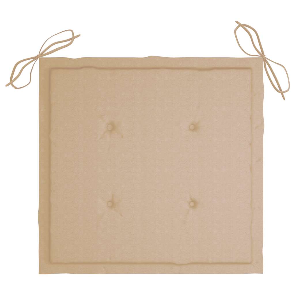 Sillas de jardín 4 uds madera maciza de teca con cojines beige