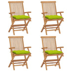 Sillas de jardín 4 uds madera de teca y cojines verde brillante