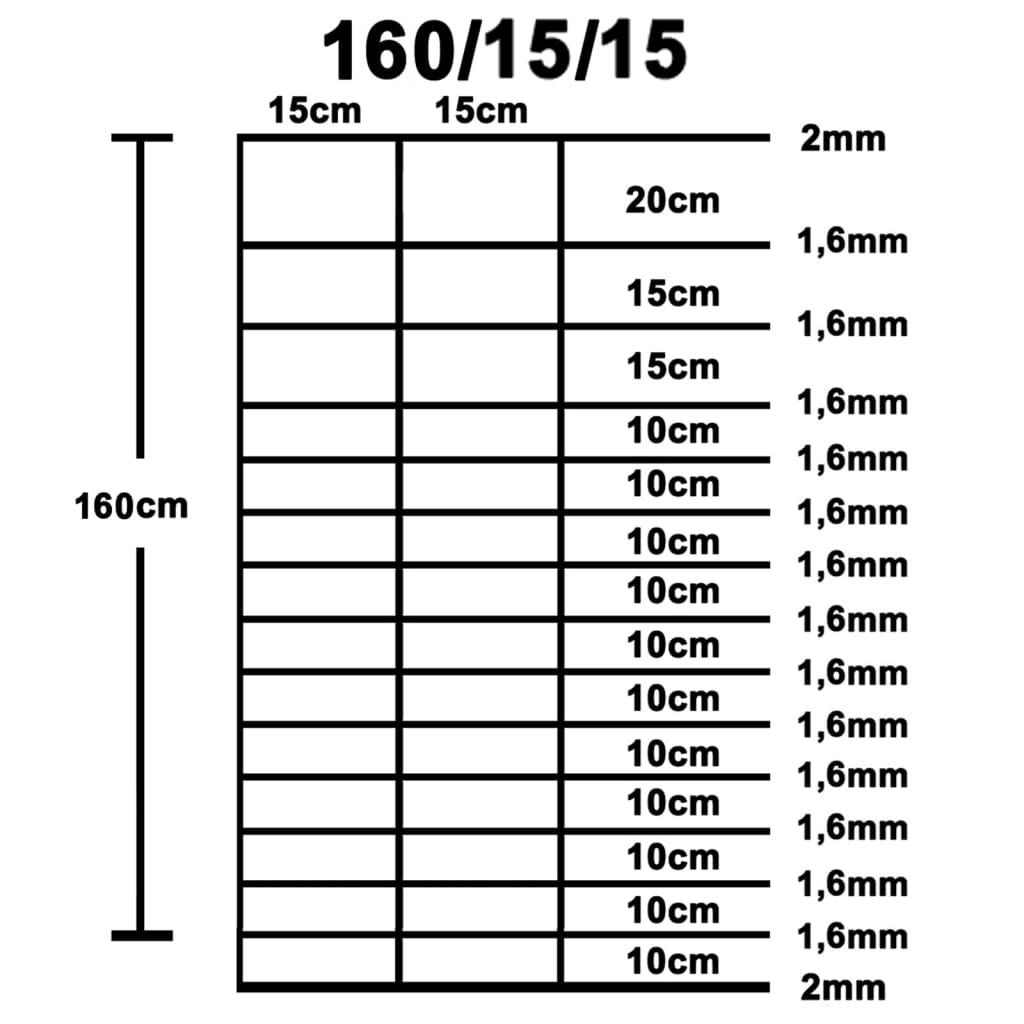 Silver Galvanized Steel Garden Fence 50x1.6 m