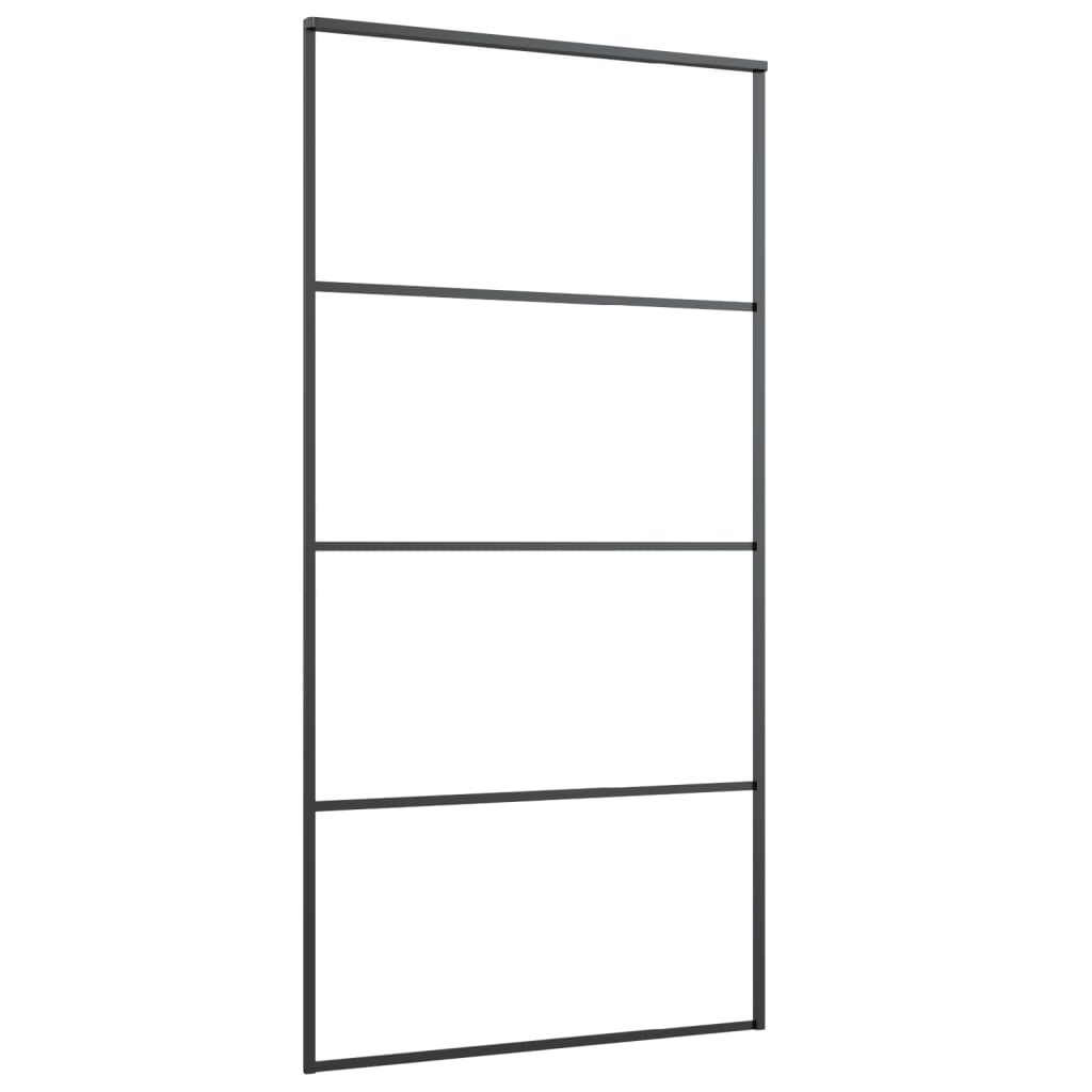 Aluminum and ESG black glass sliding door 102.5x205 cm