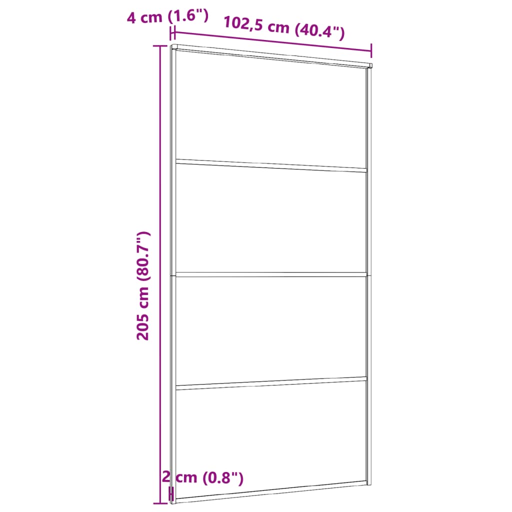Aluminum and ESG black glass sliding door 102.5x205 cm
