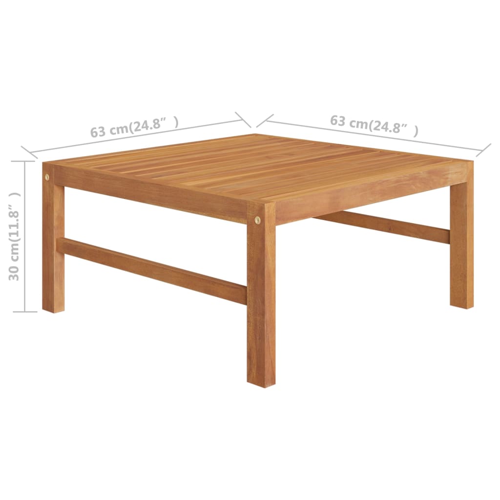 Mesa de jardín de madera maciza de teca 63x63x30cm