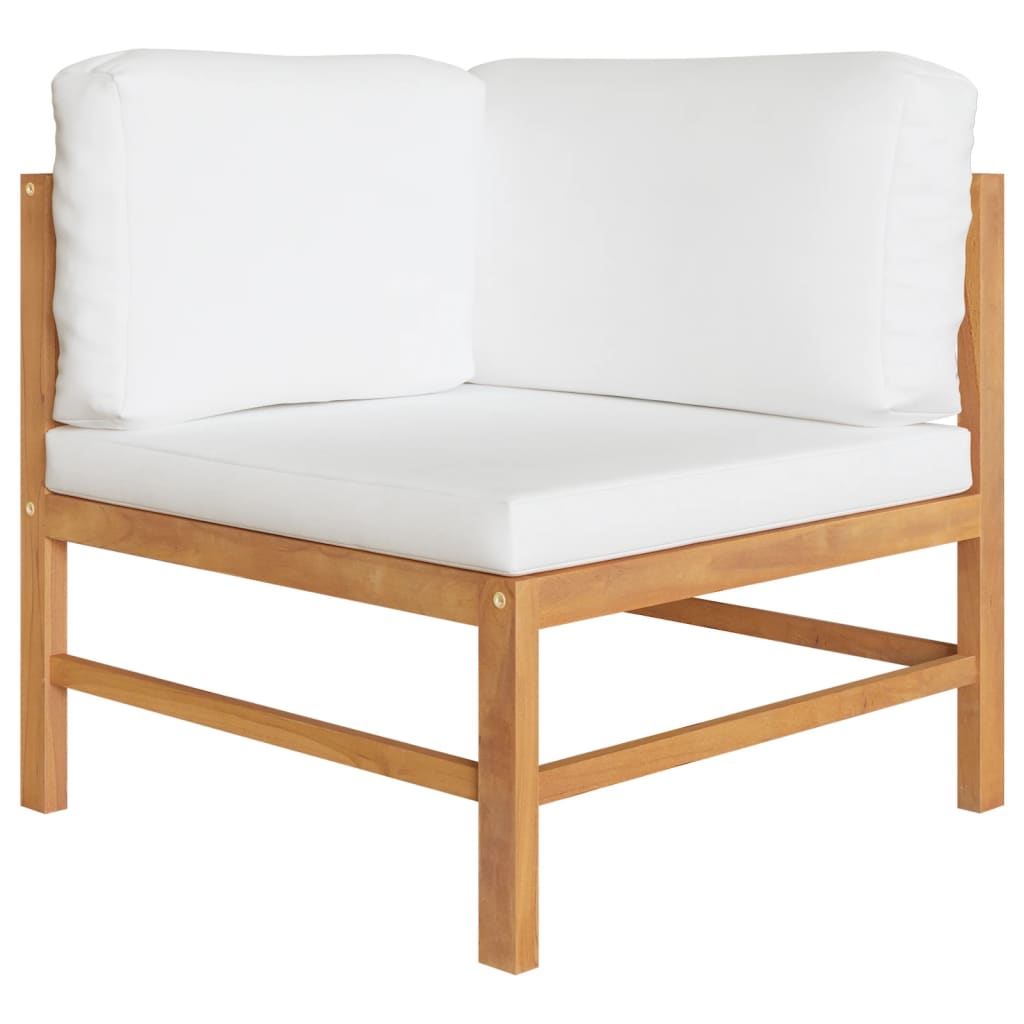 Set de muebles de jardín 2 pzas madera de teca y cojines crema