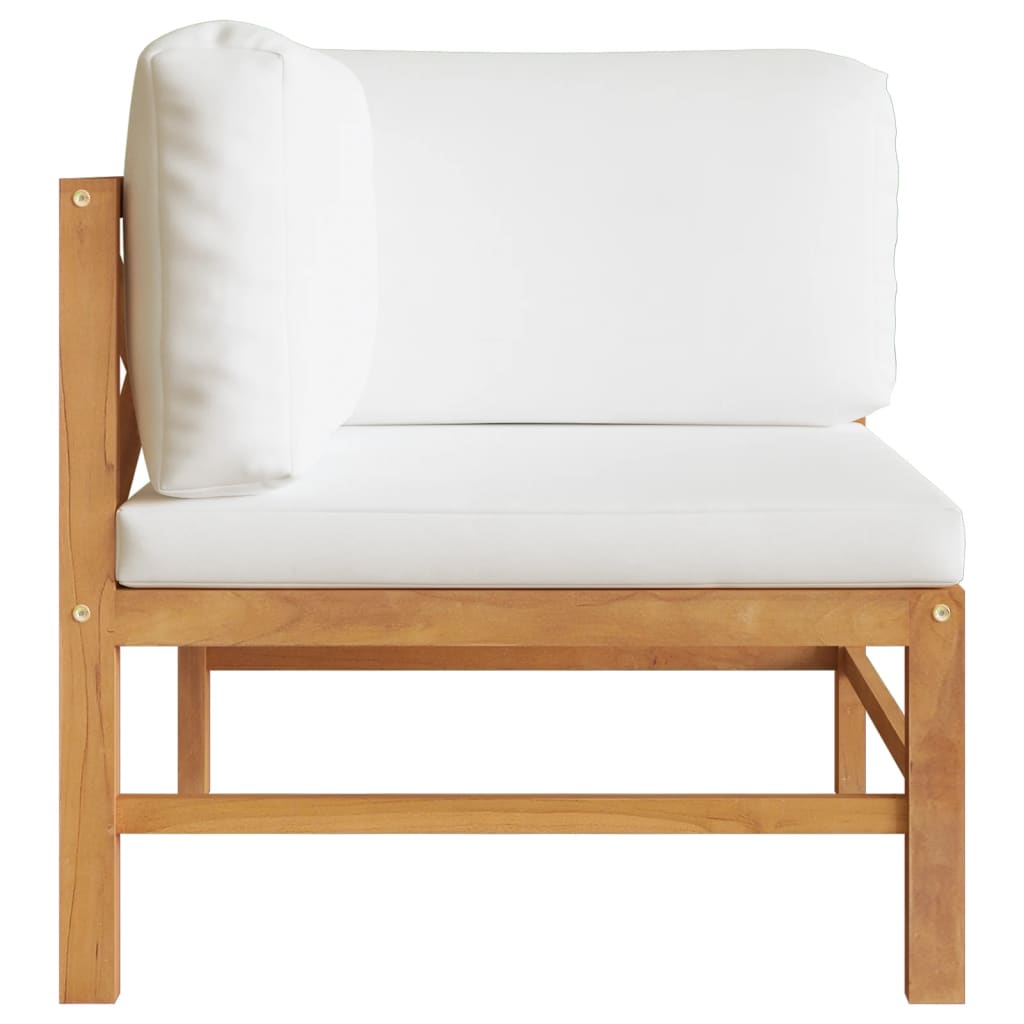 Set de muebles de jardín 2 pzas madera de teca y cojines crema