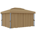 Cenador con cortina blanco crema aluminio 3x3 m