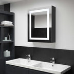 Armario de baño con espejo y LED gris hormigón 50x13x70 cm