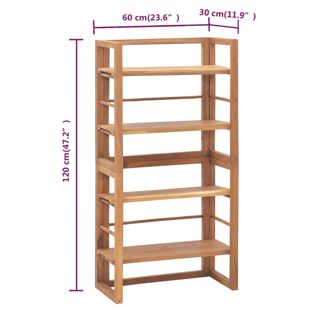 Estantería de madera maciza de teca 60x30x120 cm