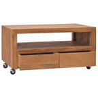 Mueble de TV con ruedas madera maciza de teca 80x50x42 cm