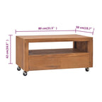 Mueble de TV con ruedas madera maciza de teca 80x50x42 cm