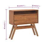 Mesa consola de madera maciza de teca 80x30x80 cm