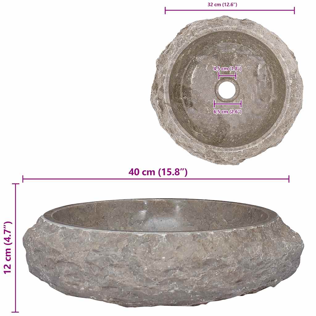 Lavabo gris mármol Ø40x12 cm