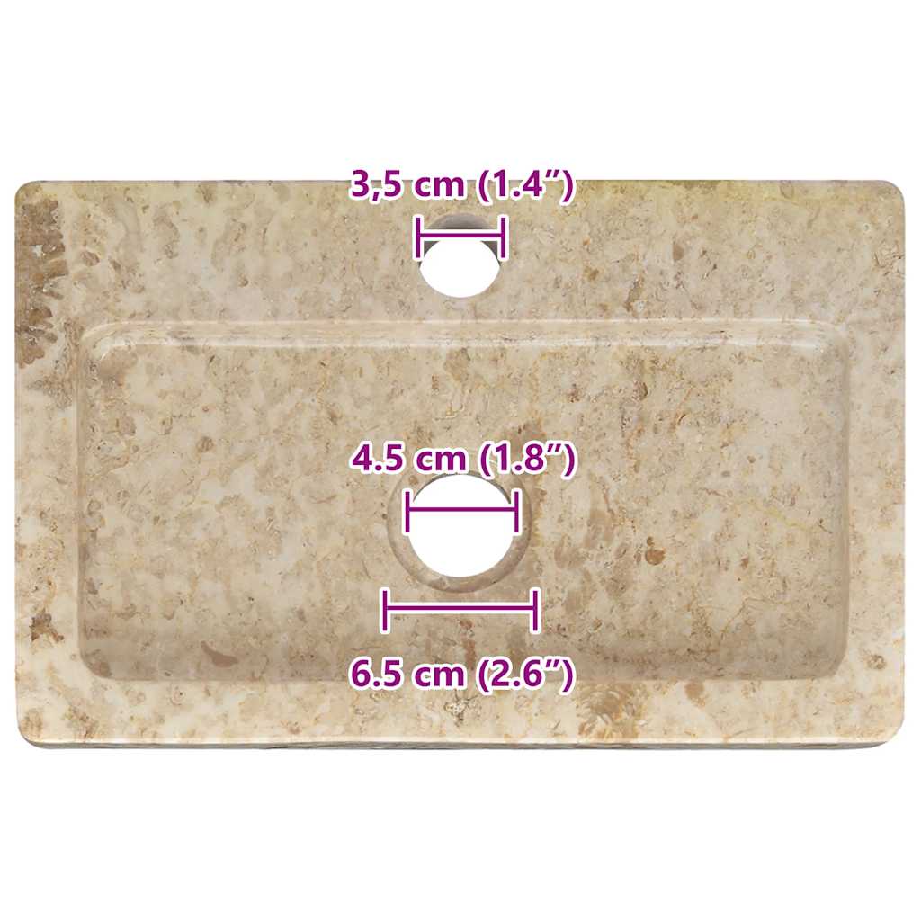 Lavabo de pared mármol crema 38x24x6,5 cm