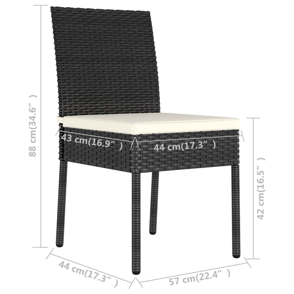 Conjunto de comedor de jardín 3 piezas ratán sintético negro