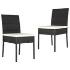 Conjunto de comedor de jardín 3 piezas ratán sintético negro