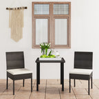 Conjunto de comedor de jardín 3 piezas ratán sintético negro