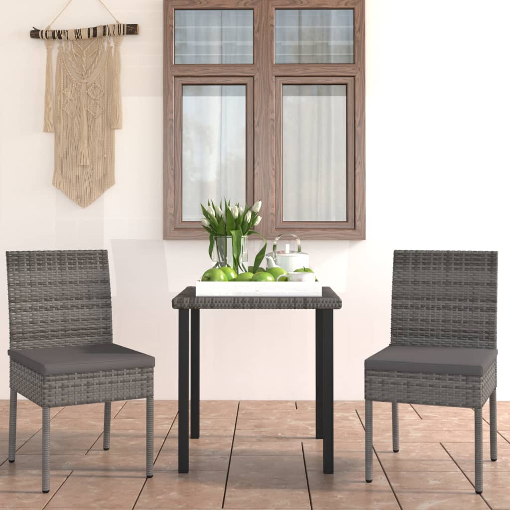 Conjunto de comedor de jardín 3 piezas ratán sintético negro