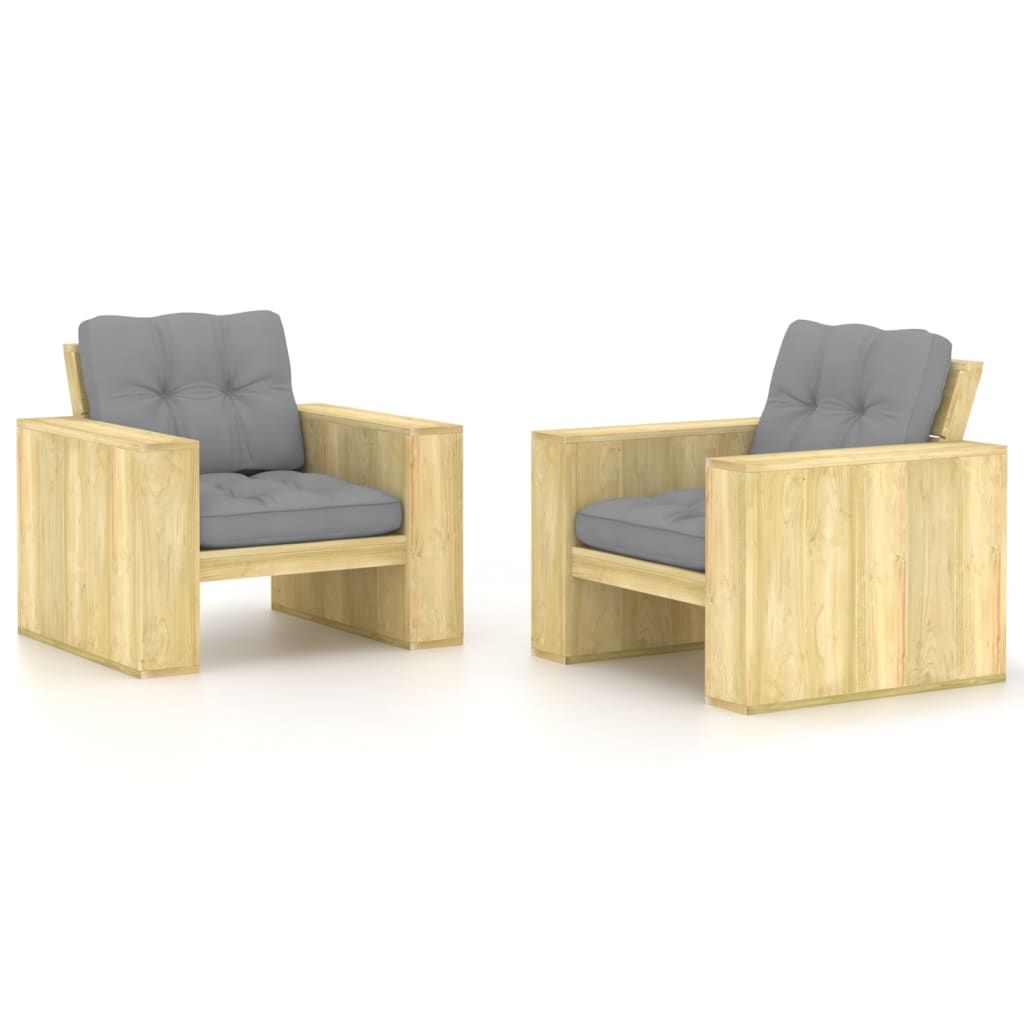 Garden chair cushions 2 pcs taupe impregnated pine wood