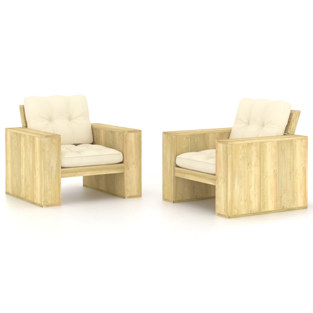 Garden chair cushions 2 pcs taupe impregnated pine wood