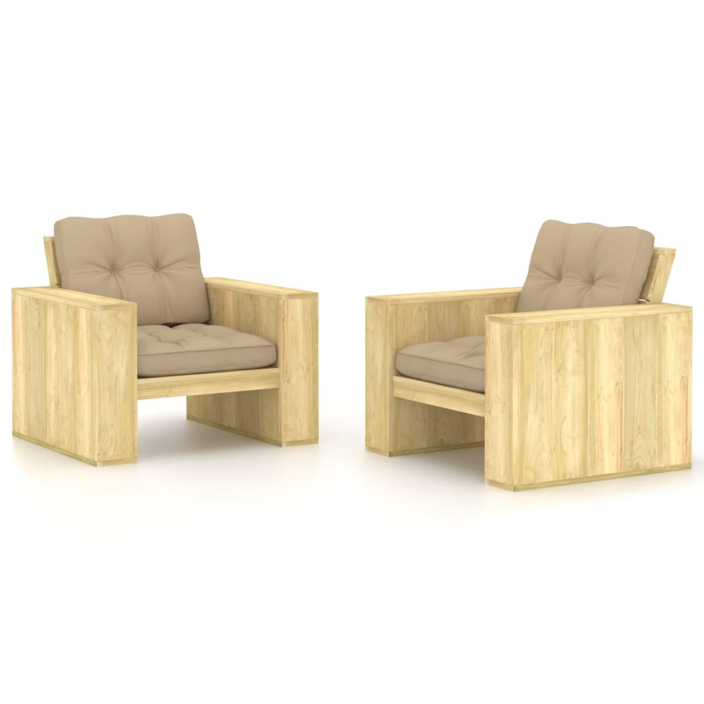 Garden chair cushions 2 pcs taupe impregnated pine wood