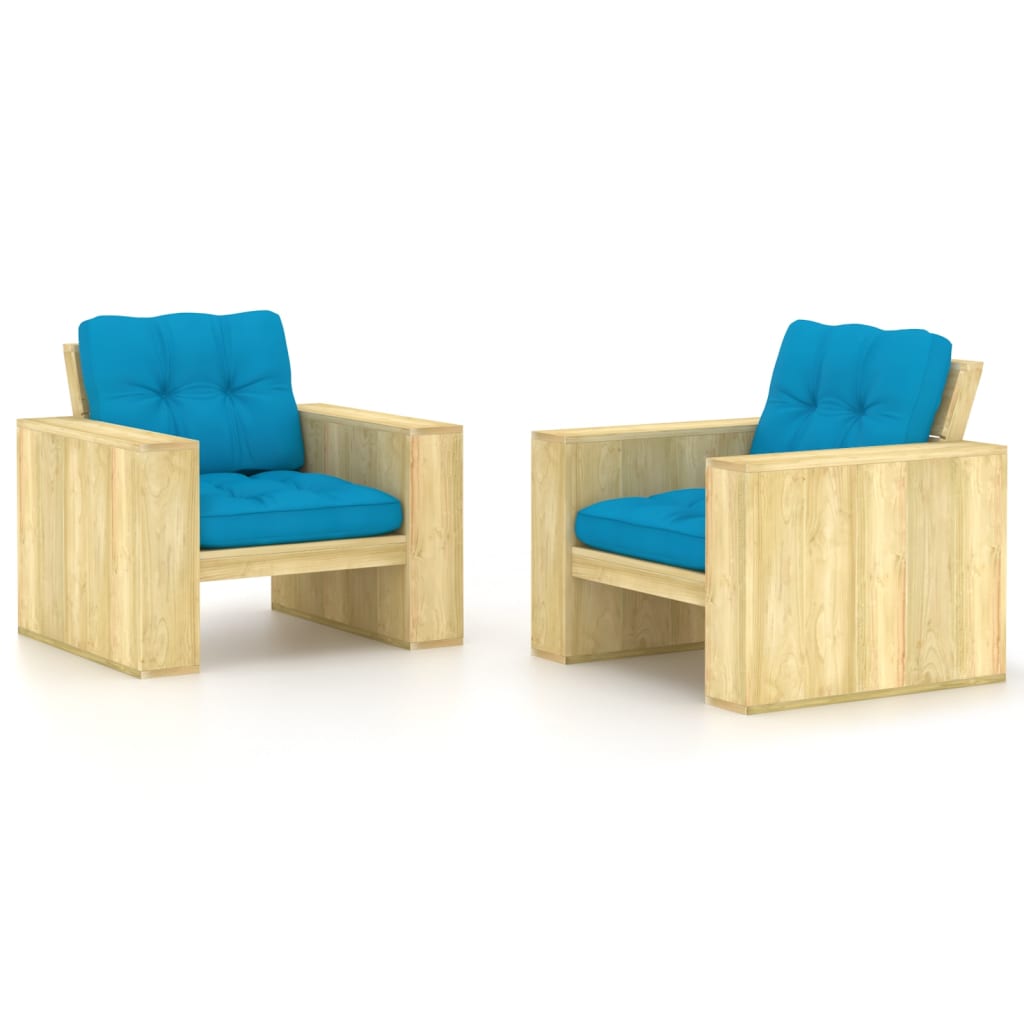 Garden chair cushions 2 pcs taupe impregnated pine wood