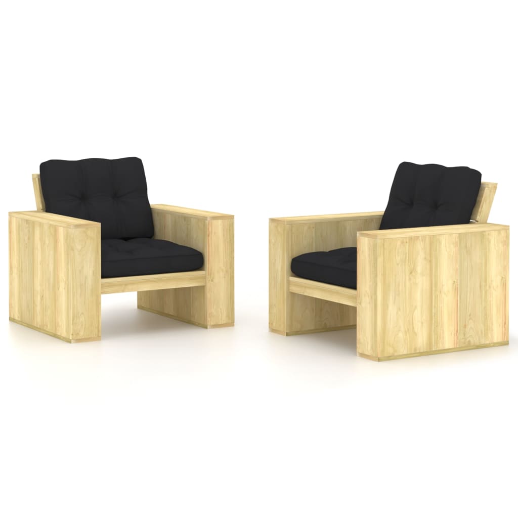 Garden chair cushions 2 pcs taupe impregnated pine wood