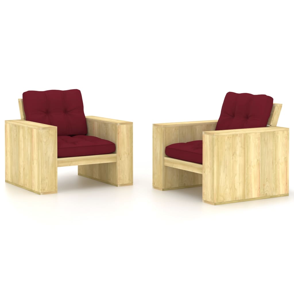 Garden chair cushions 2 pcs taupe impregnated pine wood