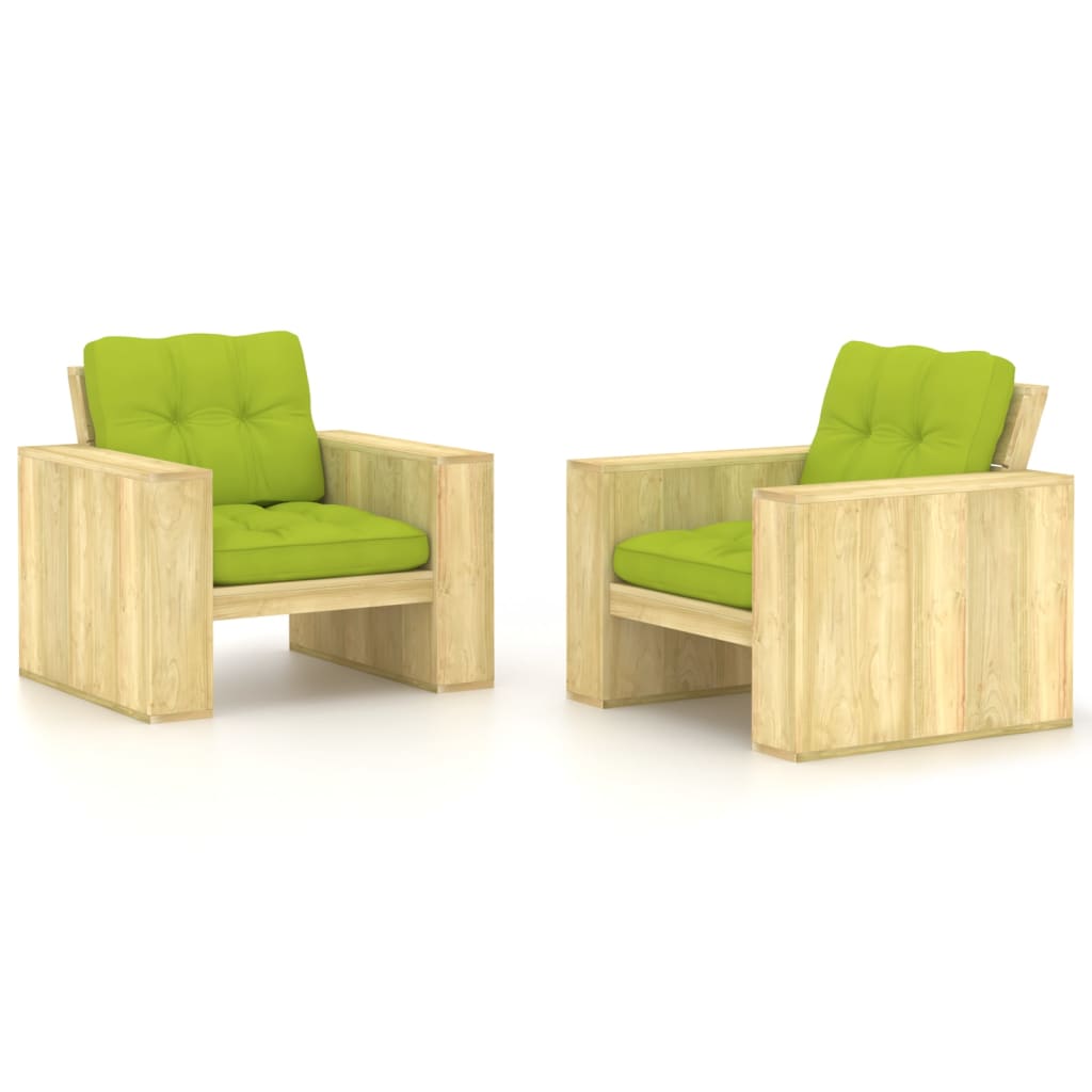 Garden chair cushions 2 pcs taupe impregnated pine wood