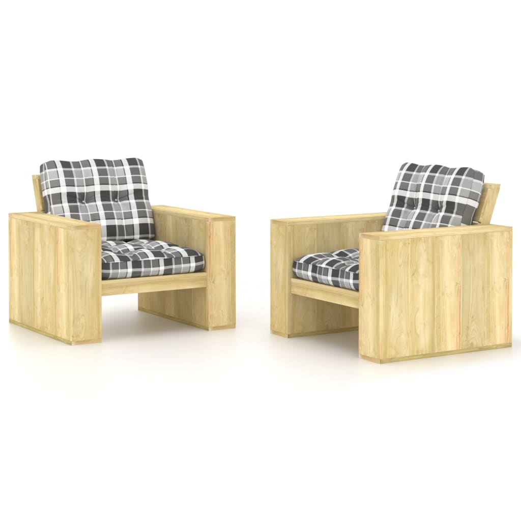 Garden chair cushions 2 pcs taupe impregnated pine wood