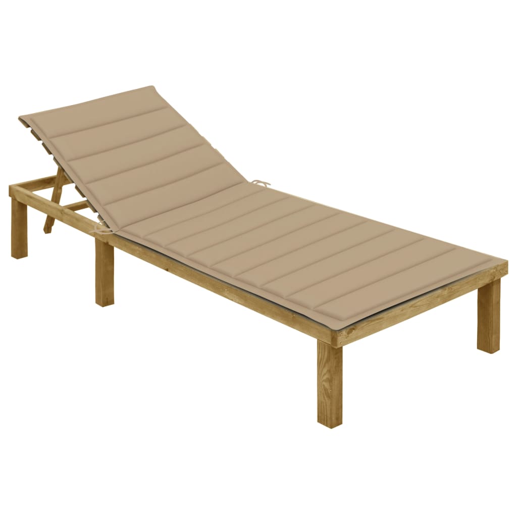 Tumbona con cojín azul madera de pino impregnada
