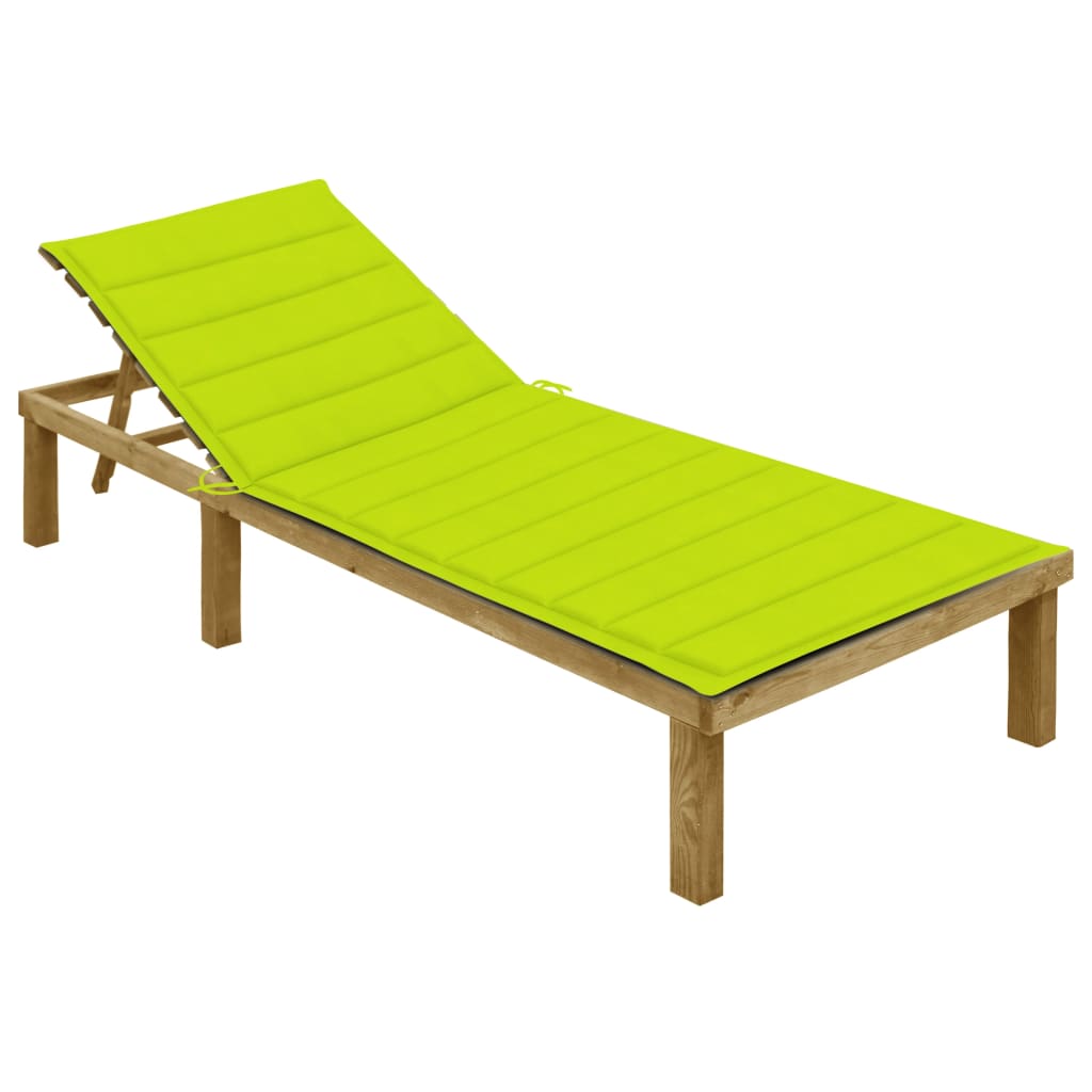 Tumbona con cojín azul madera de pino impregnada