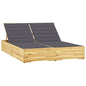 Tumbona doble y cojines beige madera pino impregnada