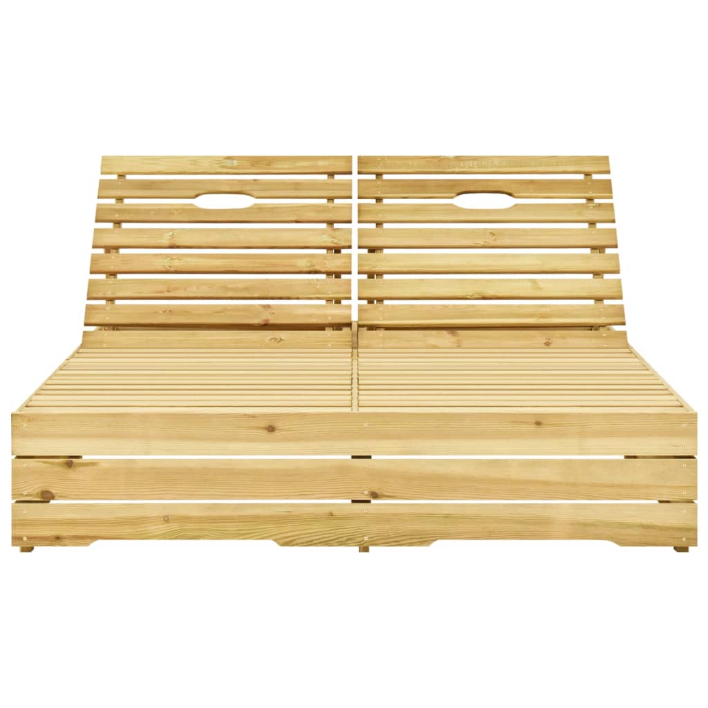 Tumbona doble y cojines beige madera pino impregnada