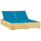 Tumbona doble y cojines beige madera pino impregnada