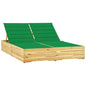 Tumbona doble y cojines beige madera pino impregnada