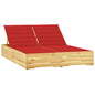 Tumbona doble y cojines beige madera pino impregnada