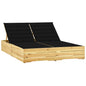 Tumbona doble y cojines beige madera pino impregnada