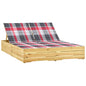Tumbona doble y cojines beige madera pino impregnada