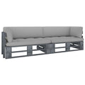 Sofá de palets 2 plazas cojines gris madera de pino impregnada