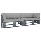 Sofá de palets 2 plazas cojines gris madera de pino impregnada