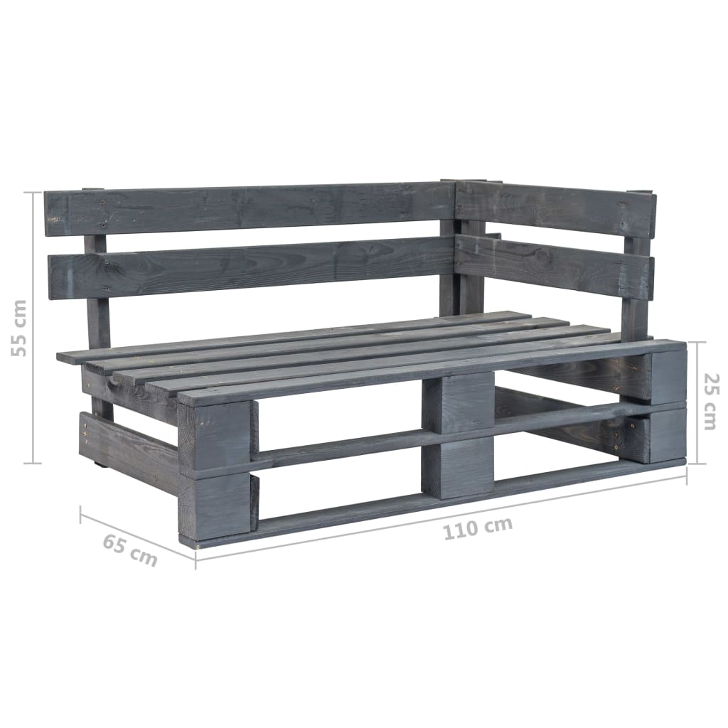 Sofá de palets 2 plazas cojines gris madera de pino impregnada