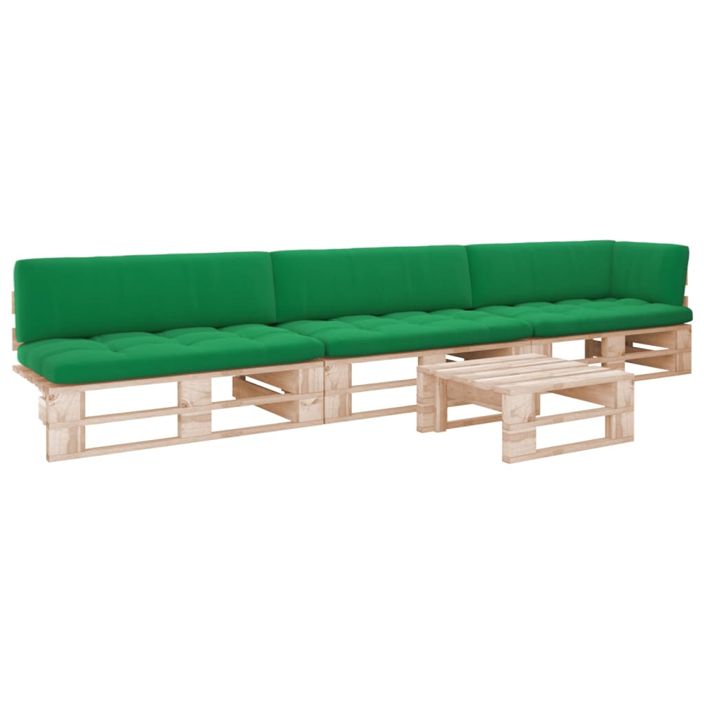 Mobiliário de paletes 4 pçs e almofadas madeira pinho impregnado branco