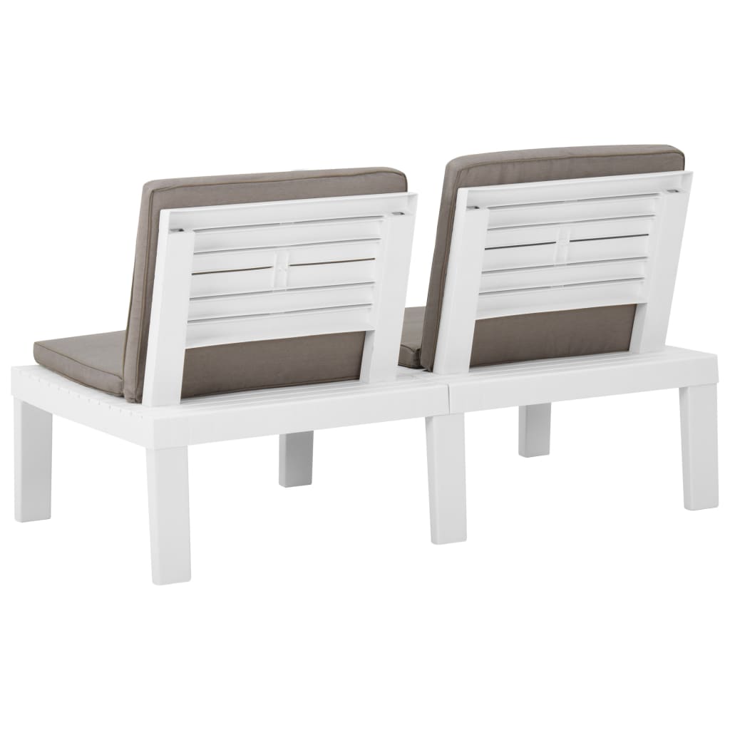 Set de muebles de jardín 2 piezas con cojines plástico blanco