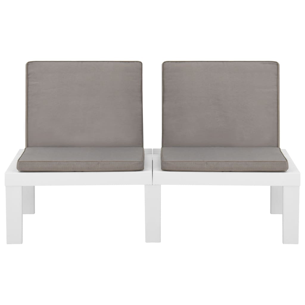 Set de muebles de jardín 2 piezas con cojines plástico blanco