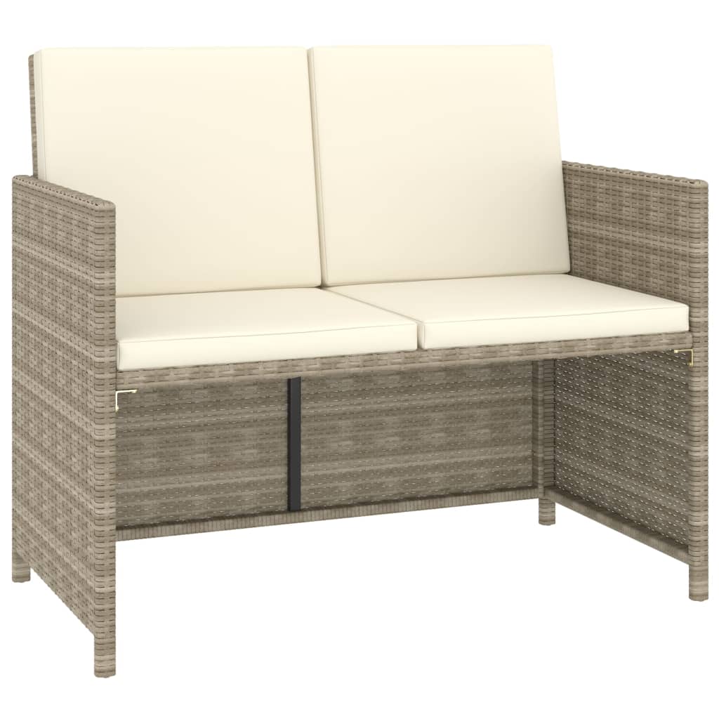 Set comedor de jardín 6 piezas y cojines ratán sintético beige
