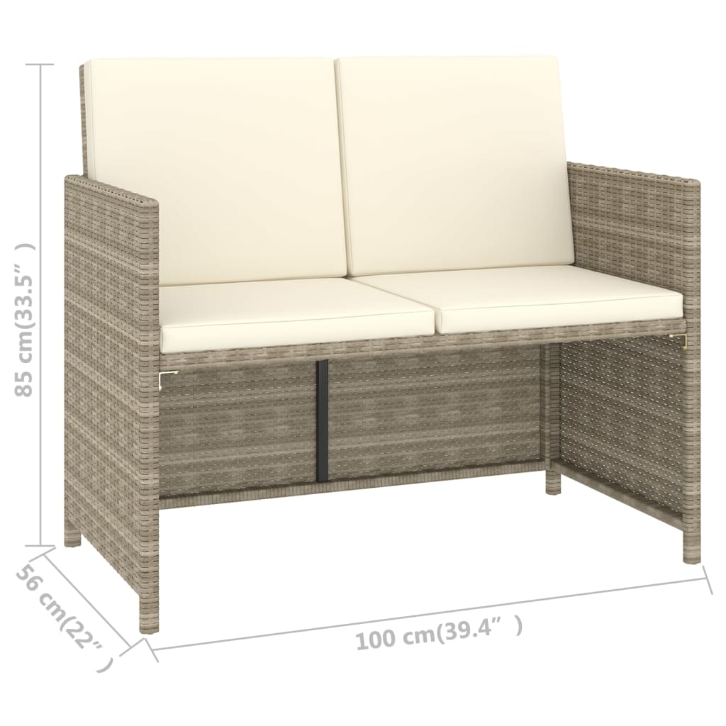 Set comedor de jardín 6 piezas y cojines ratán sintético beige