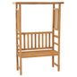 Banco de jardín con pérgola de madera maciza de teca 115 cm