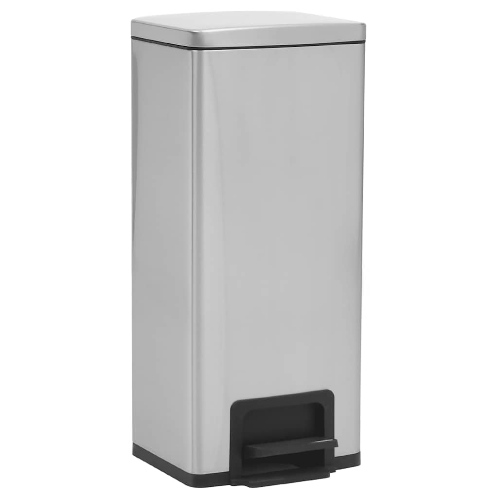 Cubo basura con pedal antihuellas 30L acero inoxidable plateado