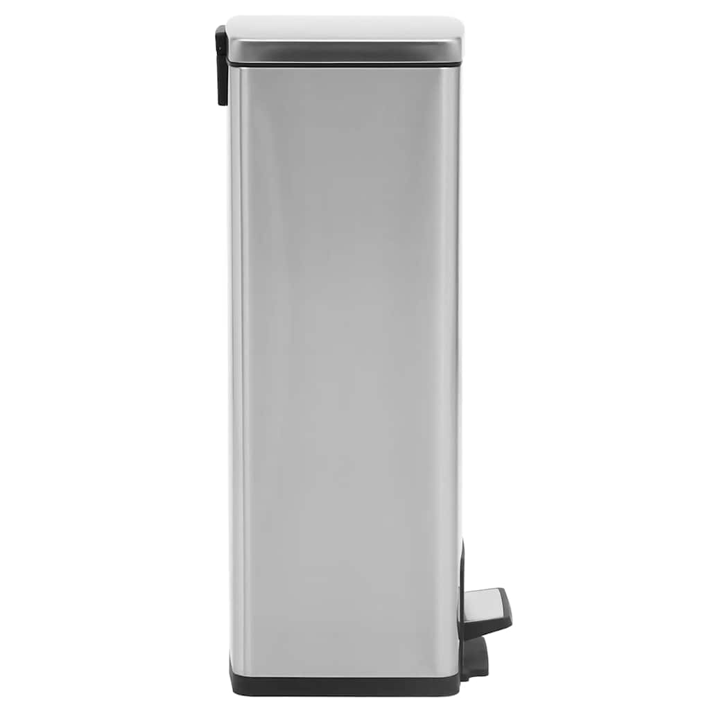 Caixote do lixo com pedal anti-impressões digitais 30L aço inoxidável prateado